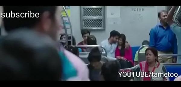  Indian boy and girl kissing in the morning Mumbai local train first time